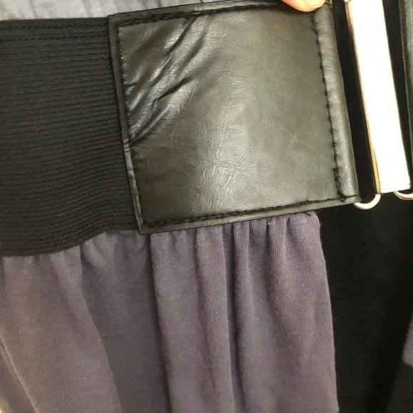 AS U WISH Medium Layered Belted Dress Colorblock Black Gray Short Sleeve NWOT - Picture 11 of 16